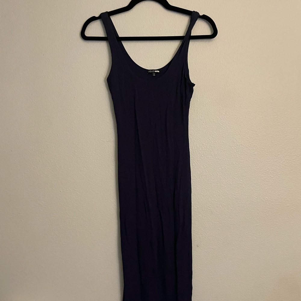 Navy blue bodycon maxi dress